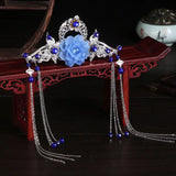 Chinese Jade Flower Fringe Hair Crown Hanfu Headdress