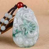 Chinese Jade Pendant Hand Carved Burma Jade Dragon Pendant Lucky Amulet