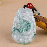 Chinese Jade Pendant Hand Carved Burma Jade Dragon Pendant Lucky Amulet