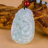 Chinese Jade Pendant Hand Carved Burma Jade Dragon Pendant Lucky Amulet