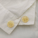 Chinese Knot Fortune Cufflinks Stainless Steel Mens Jewelry