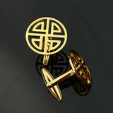 Chinese Knot Fortune Cufflinks Stainless Steel Mens Jewelry