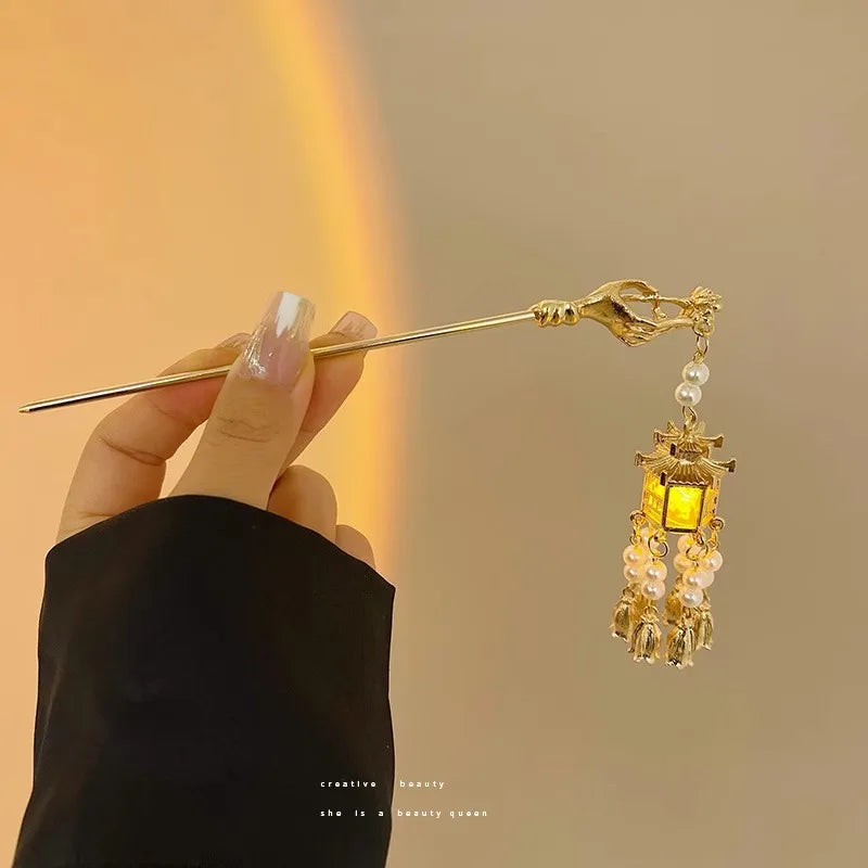 Chinese Lantern Hair Pin Clips LED Light Hair Accessories