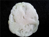 Hand-Carved Chinese Lantian Jade Eagle Pendant Necklace
