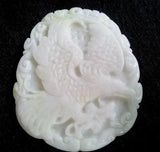 Hand-Carved Chinese Lantian Jade Eagle Pendant Necklace