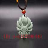 Chinese Lantian Jade Green Seven-tailed Fox Pendant Necklace Charm Jewellery