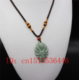 Chinese Lantian Jade Green Seven-tailed Fox Pendant Necklace Charm Jewellery