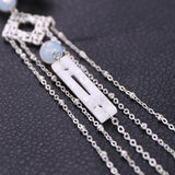 Chinese Long Moon Hair Sticks Silver Flower Leaf Headpiece