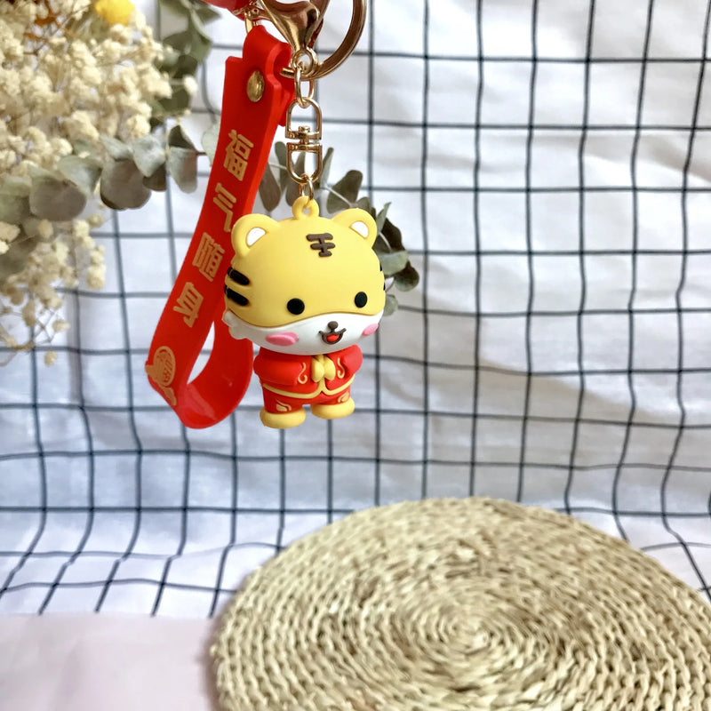 Chinese Lucky Lion Keychain PVC Pendant Bag Decoration Accessory
