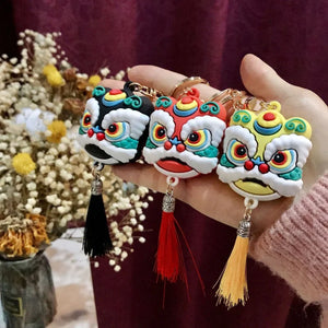 Chinese Lucky Lion Keychain PVC Pendant Bag Decoration Accessory