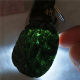 Chinese Green Jade Lucky Dragon Phoenix Keychain Necklace