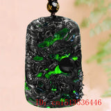 Chinese Green Jade Dragon Pendant Necklace Luck Amulet Sweater Chain