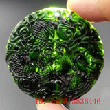 Chinese Green Jade Dragon Pendant Necklace Luck Amulet Sweater Chain