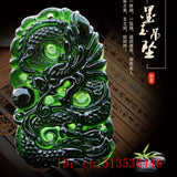 Chinese Green Jade Dragon Pendant Necklace Luck Amulet Sweater Chain