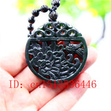 Chinese Green Jade Flower Bird Pendant Necklace Jewellery