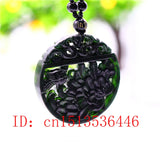 Chinese Green Jade Flower Bird Pendant Necklace Jewellery