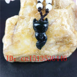 Chinese Green Jade Fox Pendant Necklace Charm Hand-Carved Lucky Amulet