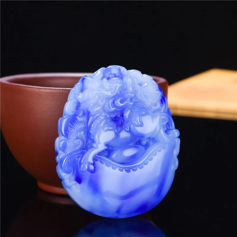 Chinese Natural Jade Dragon Pendant Necklace Charm Hand-Carved Amulet