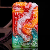 Chinese Natural Jade Dragon Pendant Necklace Hand-Carved Charm Jewelry