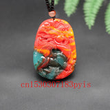 Chinese Natural Jade Fly Dragon Pendant Necklace Hand-Carved Charm Jewelry