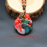 Chinese Natural Jade Pixiu Pendant Necklace Charm Jadeite Jewelry