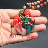 Chinese Natural Jade Pixiu Pendant Necklace Charm Jadeite Jewelry