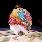 Natural Colour Jade Peacock Pendant Necklace Hand-carved Charm Jadeite Jewelry