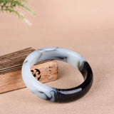 Chinese Natural Jade Bangle Bracelet Carved Jadeite Charm Jewelry Amulet