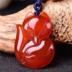 Chinese Green Chalcedony Fox Jade Pendant Men Women Jewelry Necklace
