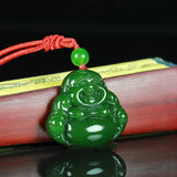 Hand-Carved Natural Green Jade Buddha Pendant Necklace Charm Jewelry