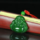 Hand-Carved Natural Green Jade Buddha Pendant Necklace Charm Jewelry