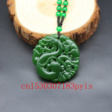 Chinese Green Jade Dragon Pendant Necklace Charm Jewelry