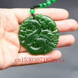 Chinese Green Jade Dragon Pendant Necklace Charm Jewelry