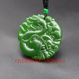 Chinese Green Jade Dragon Pendant Necklace Charm Jewelry