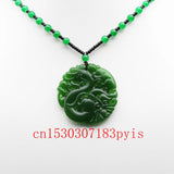 Chinese Green Jade Dragon Pendant Necklace Charm Jewelry