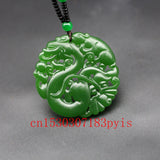 Chinese Green Jade Dragon Pendant Necklace Charm Jewelry