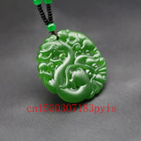 Chinese Green Jade Dragon Pendant Necklace Charm Jewelry