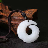 Chinese Natural Green Jade Dragon Pendant Necklace Carved Charm Jadeite Jewelry