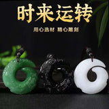 Chinese Natural Green Jade Dragon Pendant Necklace Carved Charm Jadeite Jewelry
