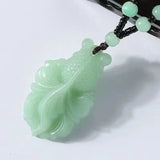 Natural Green Jade Goldfish Pendant Necklace Hand-carved Charm Jadeite Jewelry
