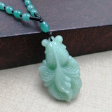 Natural Green Jade Goldfish Pendant Necklace Hand-carved Charm Jadeite Jewelry