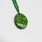 Hand-Carved Natural Green Jade Guanyin Pendant Necklace Jadeite Jewellery