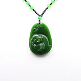 Natural Green Jade Maitreya Buddha Pendant Necklace Hand-Carved Jadeite Charm
