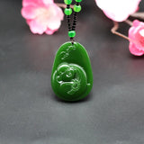 Natural Green Jade Maitreya Buddha Pendant Necklace Hand-Carved Jadeite Charm