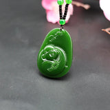 Natural Green Jade Maitreya Buddha Pendant Necklace Hand-Carved Jadeite Charm