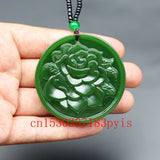 Green Jade Peony Flower Pendant Necklace Hand-Carved Charm Jadeite Jewelry