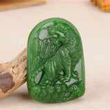 Chinese Green Jade Tiger Pendant Necklace for Good Luck