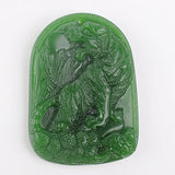 Chinese Green Jade Tiger Pendant Necklace for Good Luck