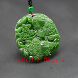 Green Jade Wealth Toad Pendant Necklace Hand-Carved Charm Jadeite