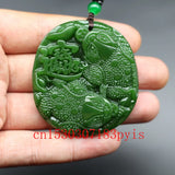 Green Jade Wealth Toad Pendant Necklace Hand-Carved Charm Jadeite